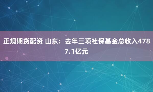 正规期货配资 山东：去年三项社保基金总收入4787.1亿元